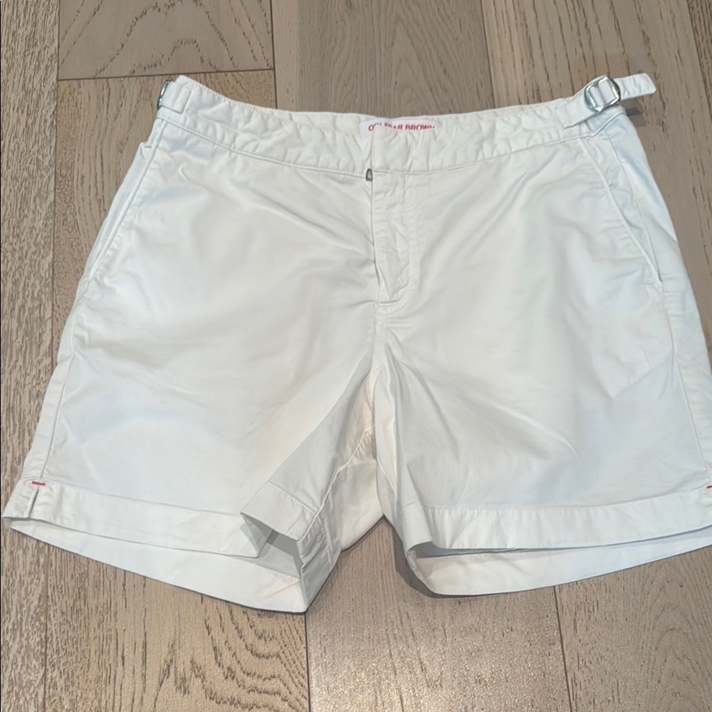 Orlebar Brown White  Classic Summer Shorts- Mid length